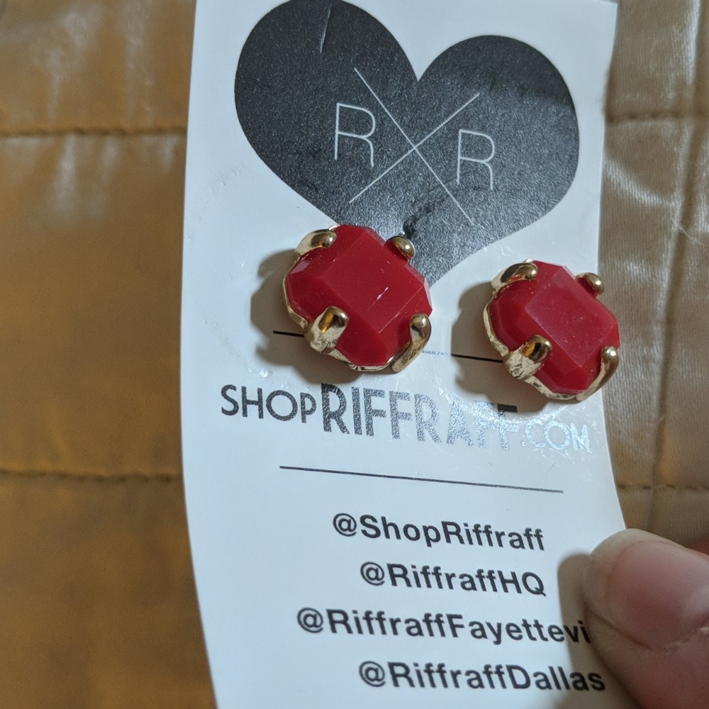 NWT Riff Raff earrings, red and gold - Picture 4 of 4